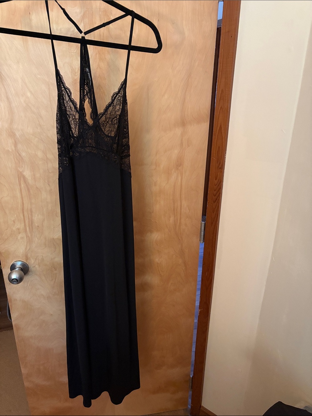 INC International Concepts Black Lace-Trim Slip Dress